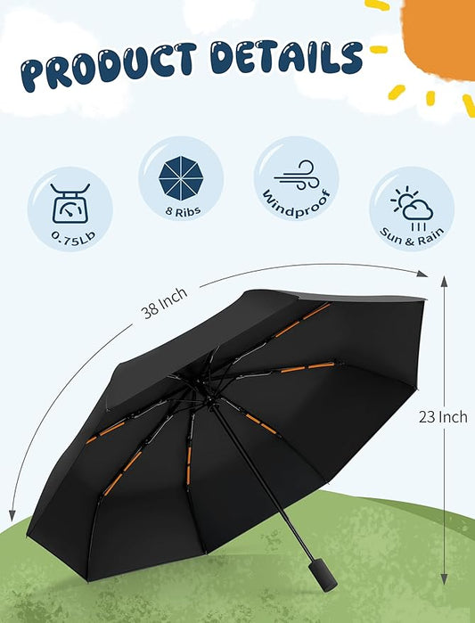 Yoobure Automatic Travel Umbrellas for Rain - Portable & Compact Umbrella for Backpack, Car, UV Umbrellas for Sun Protection, Windproof Folding Small Umbrella in Macaron for Kids, Women, Colorful