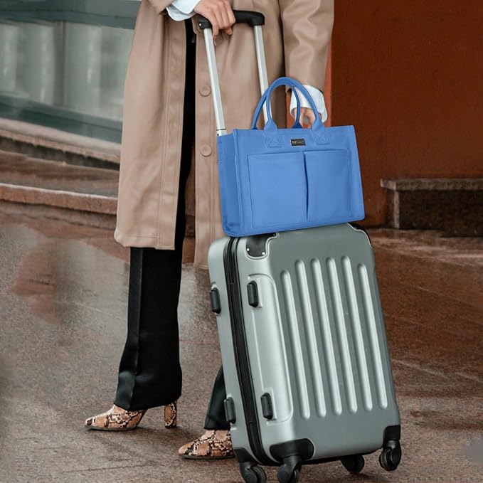 TOPDesign Heavy-Duty Canvas Tote Bag for Women, Adjustable Crossbody/Shoulder Handbag with 9 Pockets, Everything Tote