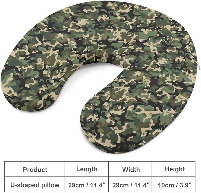 Memory Foam U-Shaped Travel Pillow Neck Pain Relief, Vietnam Tiger Stripe Camo U-Shape, Removable Cover Airplane Car Office