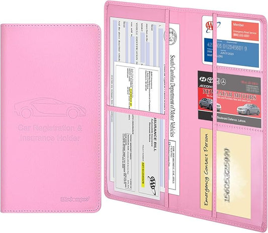 Wisdompro Car Document Holder Organiser, PU Leather Vehicle Insurance and Registration Holders Wallet Case for ID Card, Driving Licence, Key Contact Information Cards