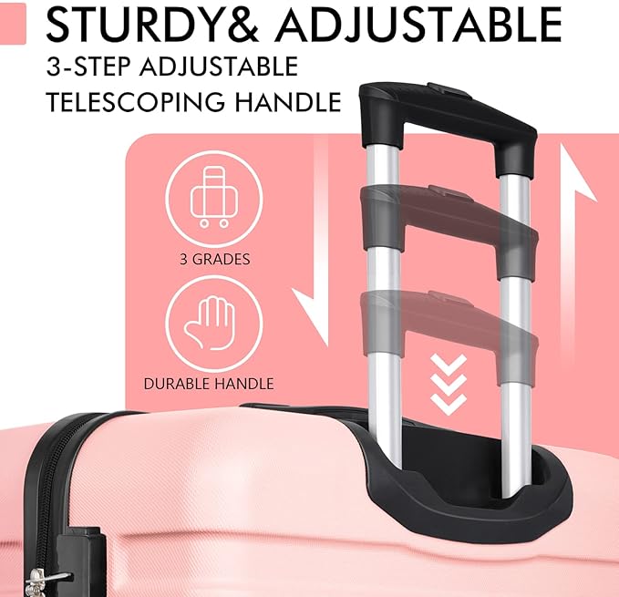 AnyZip Luggage PC ABS Hardside Lightweight Suitcase with 4 Universal Wheels TSA Lock Checked-Large 30 Inch Pink