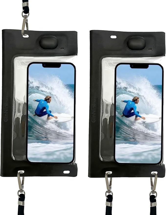 2pack Vacuum Cell Phone Waterproof Phone Pouch iPhone Casemate Waterproof Phone case with Lanyard Small Water Proof Pouch Water Phone Protector Water case Phone case IP68 Max 7” Black