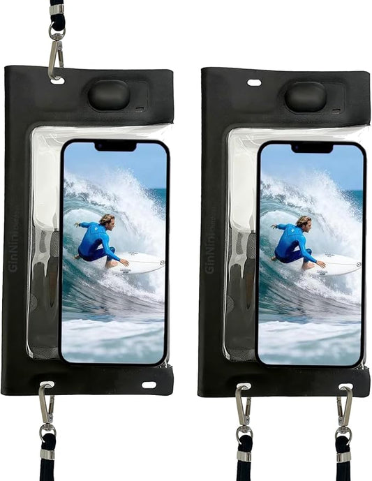 2pack Vacuum Cell Phone Waterproof Phone Pouch iPhone Casemate Waterproof Phone case with Lanyard Small Water Proof Pouch Water Phone Protector Water case Phone case IP68 Max 7” Black
