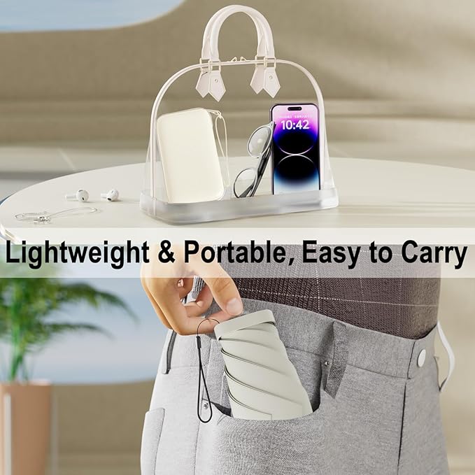 Windproof Mini Travel Folding Umbrella - UPF 50+ Sun & Rain Protection, Small Compact Lightweight Design Fits in Pocket or Bag, Eco-Friendly Fabric Wallet Umbrella for Commuter, Men Women Boys Girls