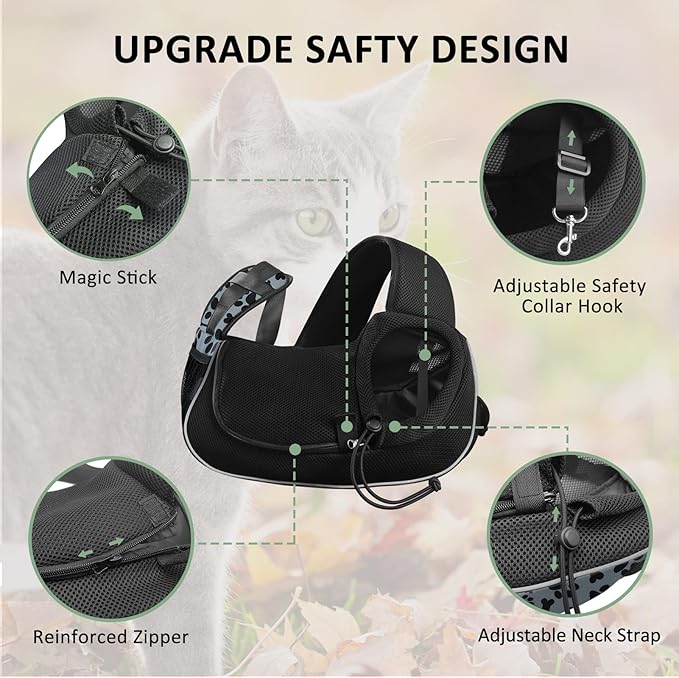 Gloppie Dog Carriers for Small Dogs Hands Free Pet Carrier Mesh Travel Dog Sling Bag Comfortable Puppy Carrier for Dogs Below 10 lbs Cute Grey M
