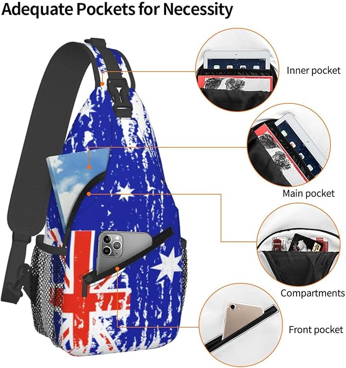 Australian Flag Sling Bag Multipurpose Crossbody Sling Backpack Travel Cycling Hiking Shoulder Bag For Women Men