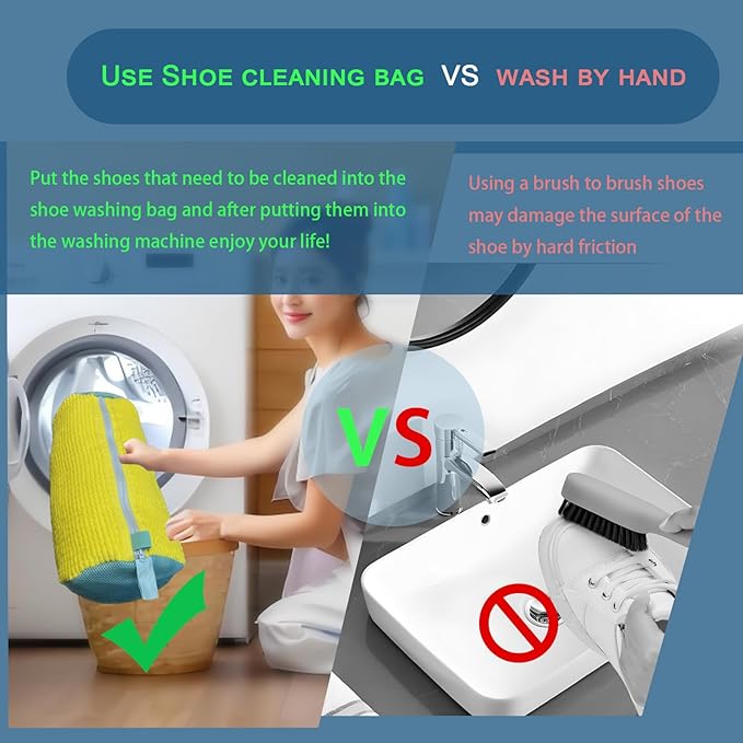 Shoe Washing Machine Bag,Laundry Shoe Bag for Sneaker,Tennis Shoes,Washer and Dryer,Reusable Cleaning Bag for Sock, Delicates,Gym Shoes (Yellow 2pcs)