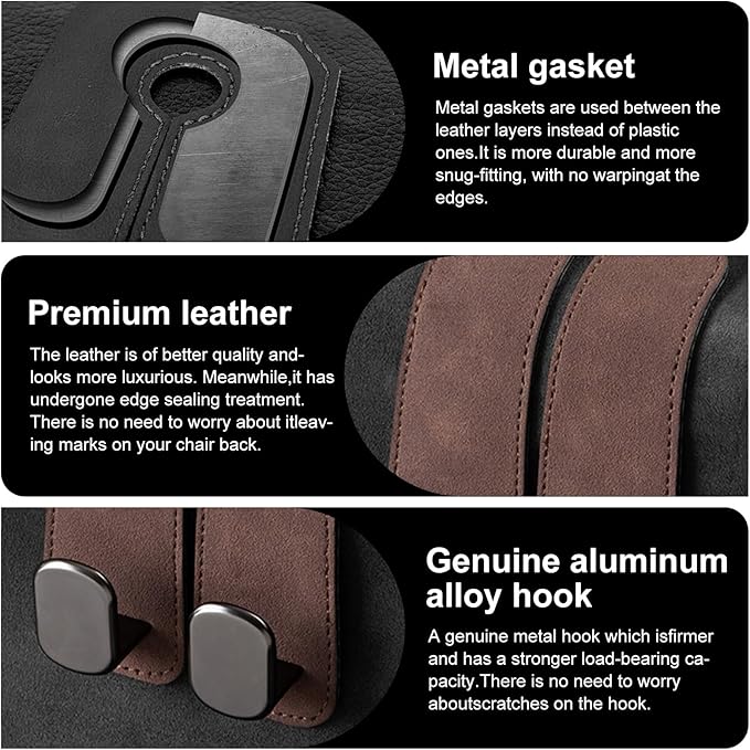 Car Purse Hook Purse Hook for Car Seats Headrest Car Seat Hooks,Heavy Duty Vehicle Organizer for Handbags, Groceries, Purses, Keep Car Tidy (Brown, 4 Pack)