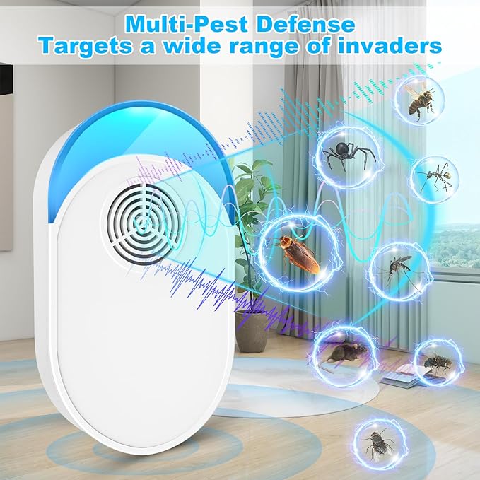 2025 Upgraded Version Ultrasonic Repeller 6 Packs, Indoor Ultrasonic Repellent Insect Defense for Bugs for Roach, Bugs,Pest,Rodent, Mouse, Ant, Mosquito, Mice, Spider, Electronic Plug in Pest Control
