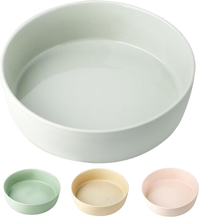 UBEE Ceramic Dog Bowl, 7 inch Dog Dish Dog Food Bowl, Pet Food Water Dish Feeding for Medium Small Dogs and Large Cat, Light Grey