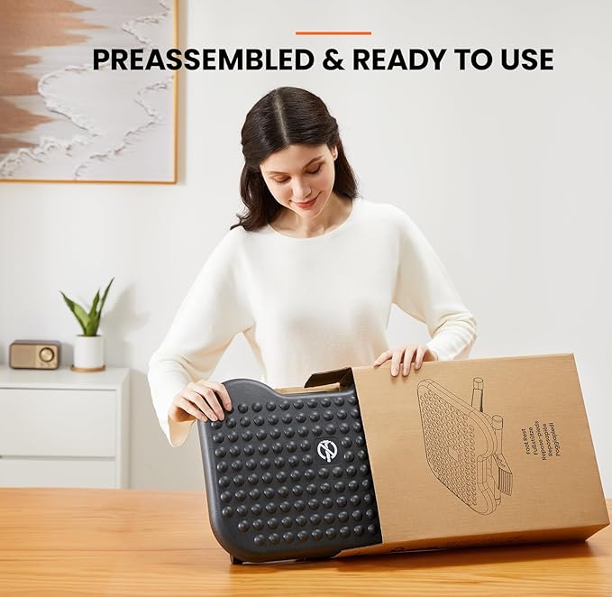 ErGear Under Desk Footrest, Adjustable Foot Rest with 3 Height Settings and 30-Degree Angle, Ergonomic Desk Foot Rest with Massage Texture, Foot and Leg Rest for Home & Office