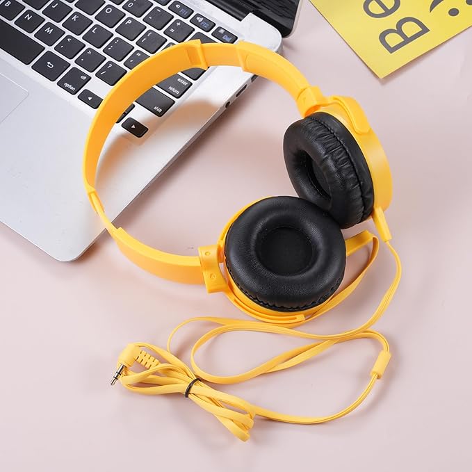 2 Pack Classroom Headphones for School Students Kids, Durable Class Set Wired Earphones for Children Toddler Teens Boys Girls and Adult(LS450, Pink+Yellow)