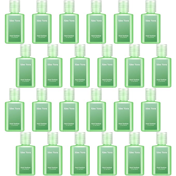 Frienda 24 Pcs Mini Hand Sanitizers Bulk Aloe Vera Refreshing Gel Pocket Scented Hand Sanitizers Travel Size for Christmas Stocking Stuffers Women Men Teacher Nurses Coworker Staff Guest Holiday Gifts
