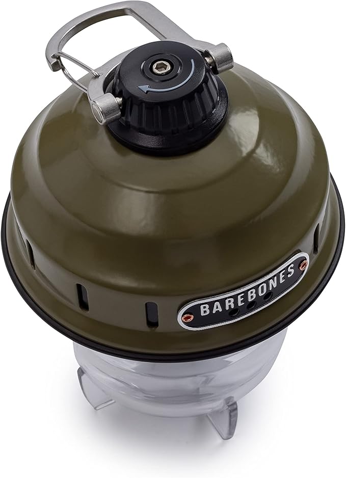 Barebones Beacon Hanging Light – Olive Drab, Rechargeable LED Camping Lantern with Adjustable Brightness – Weatherproof Vintage-Style Hanging Lantern for Outdoor Adventures and Year-Round Use