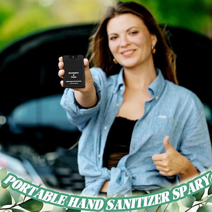 24 Pcs Hand Sanitizer Spray Bulk Eucalyptus Travel Size Hand Sanitizer Spray Mini Hydrating for Cleans Hands Coworker Staff Teacher Pocket Gifts