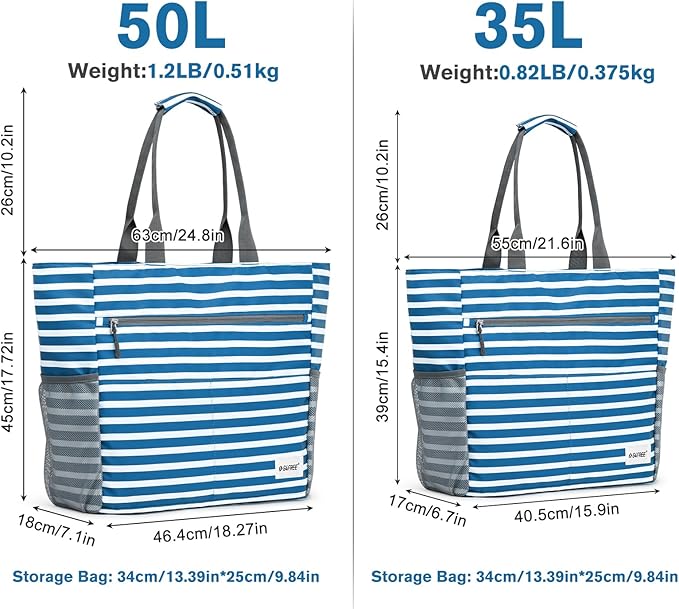 G4Free Beach Bag, Waterproof Sandproof Beach Tote Bag, Large Capacity Foldable for Women