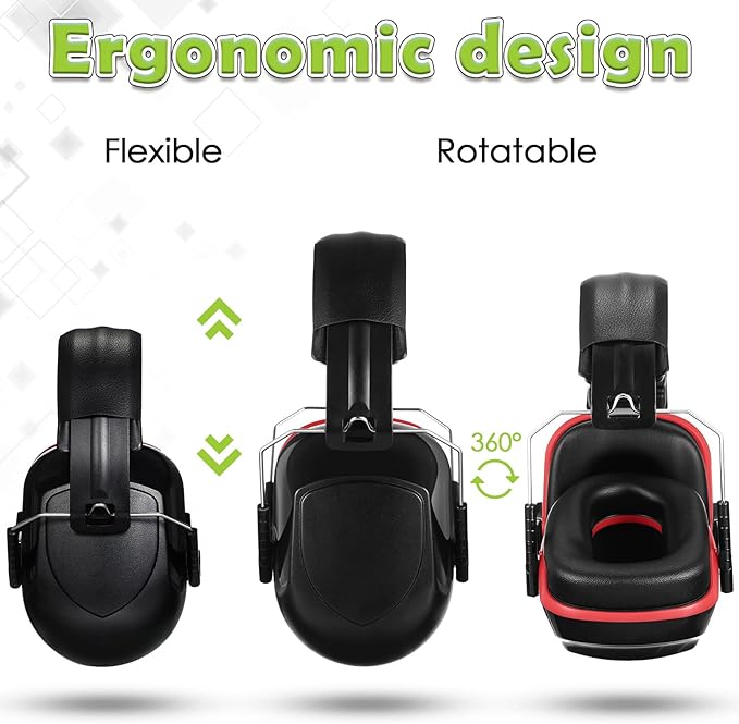 4 Pack NRR 28dB Safety Ear Muffs, Foldable Noise Reduction Safety Ear Protection Adult Noise Cancelling Earmuffs for Shooting