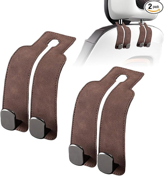 Car Purse Hook Purse Hook for Car Seats Headrest Car Seat Hooks,Heavy Duty Vehicle Organizer for Handbags, Groceries, Purses, Keep Car Tidy (Brown, 2 Pack)