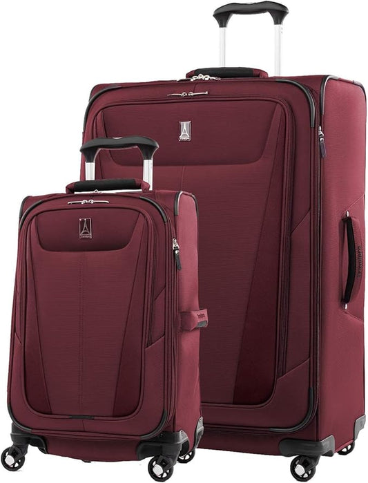 Travelpro Maxlite 5 Softside Expandable 2-Piece Luggage Set — Carry-On and Large Checked Luggage — Burgundy