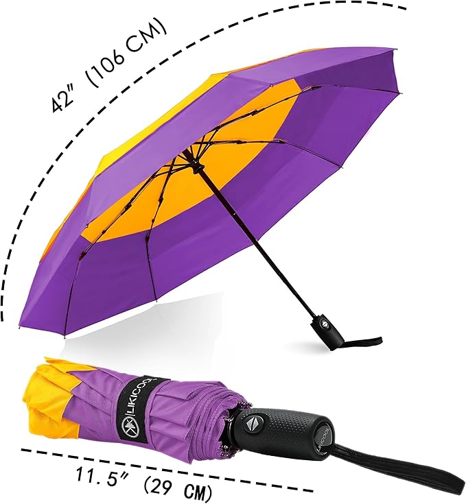 WOLNOS Umbrella Windproof Travel for Rain - Easy Auto Open Close, Durable & Compact Umbrellas, Waterproof Canopy - Backpack, Purse, Portable Umbrella for Travel