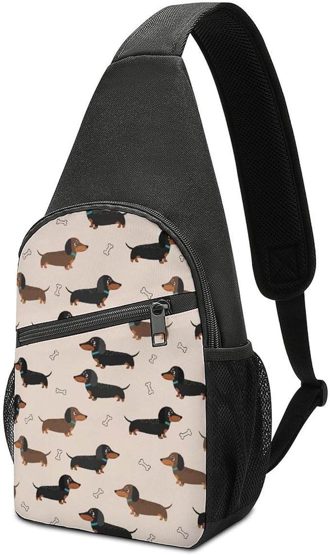 SWEET TANG Womens Fashion Gym Bags Anti Theft Crossbody Shoulder Chest Bag with Small Pocket, Multipurpose Daypack Bag for Cycling Traveling Hiking, Dachshund