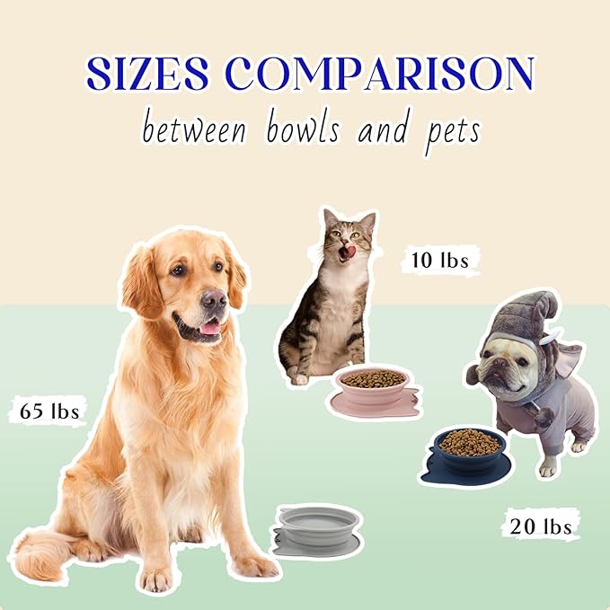RUNROLE 2-in-1 Collapsible Silicone Dog Travel Bowls, Slot Together and Use Separately, Portable Pet Food Water Bowls, Foldable Cat Feeding Watering Dishes, 20OZ+27OZ(Forest Green)