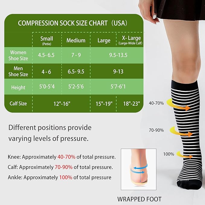 LEVSOX Viscose Made from Bamboo Compression Socks for Pregnant Women 20-30 mmHg Knee High Cute Mens Supports Socks for Travel