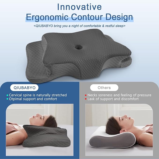 Pain Relief Cervical Pillow for Neck Support, Adjustable Ergonomic Pillow Cozy Sleeping, Odorless Orthopedic Memory Foam Pillows, Contour Bed Pillow for Side Back Stomach Sleeper