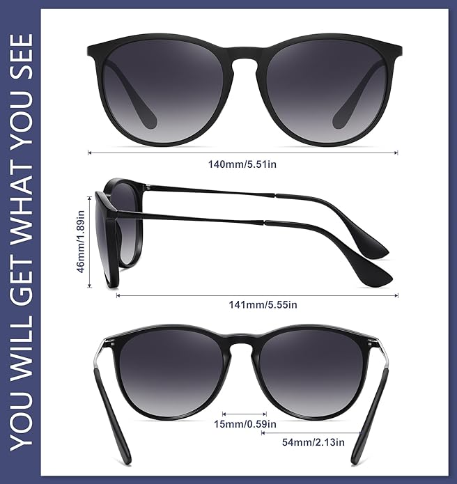 Retro sunglasses womens 2024 trendy round classic glasses
