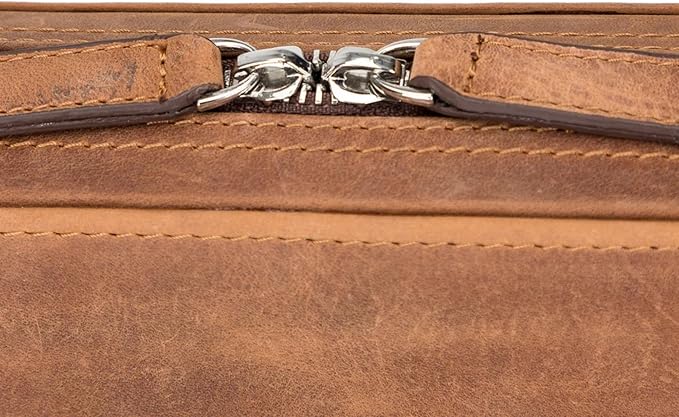 Medicine Handmade Leather Cable Organizer Bag – Full-Grain Leather Travel Tech Case for Cords, Chargers & Accessories – Zippered Storage for Men & Women (Antic Brown)