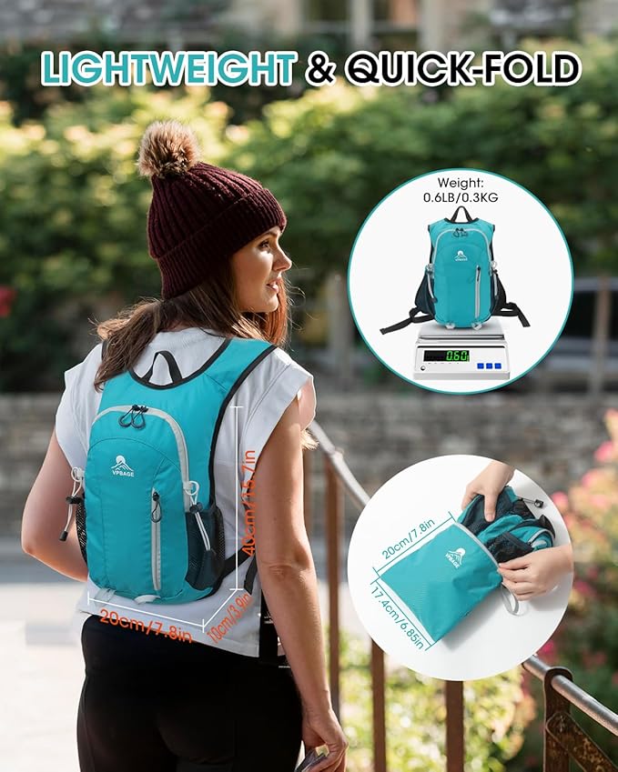 Small Hiking Backpack with Front Phone Holder, Packable Back pack with Chest and Waist Strap, Lightweight Daypack for Women Men