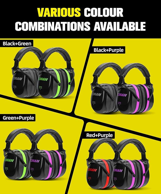 ZOHAN 012 Noise Reduction Earmuffs 2 Packs for Hearing Protection, NRR 28dB Adjustable Safety Ear Muffs for Mowing, Autism