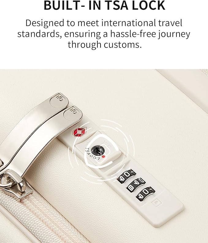 aji Expandable Top Open Luggage Sets 2 Piece with Spinner Wheel, 20/26 Inch Luggage with TSA Lock, Lightweight PC Hardside Travel Luggage Suitcases for Men Women, Coconut White