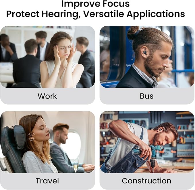 Ear Plugs for Sleeping Noise Cancelling, 45dB Reusable Silicone Earplugs with 6 Eartips and Carry Case, Ear Plugs for Concert & Hearing Protection, Sleep, Travel, Focus & Noise Reduction, Black