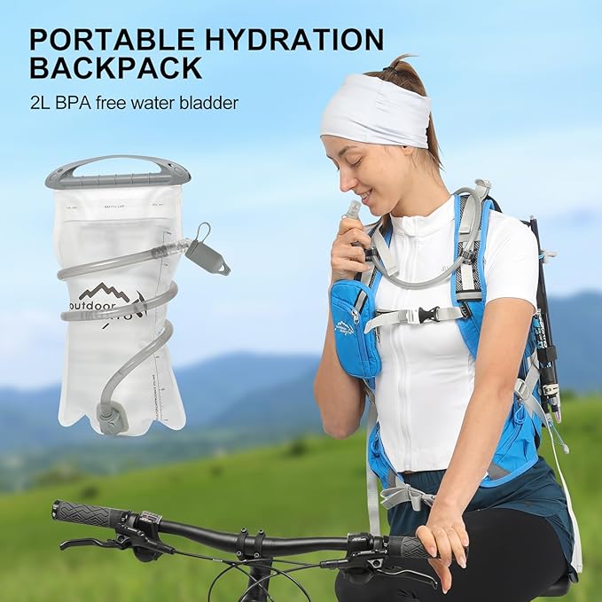 Hydration Pack,20L Hydration Backpack, Hiking Internal Frame Backpacks with 2L Hydration Water Bladder and Rain Cover, for Cycling,Camping, Hunting,Ski, Snow for Men, Women (blue)