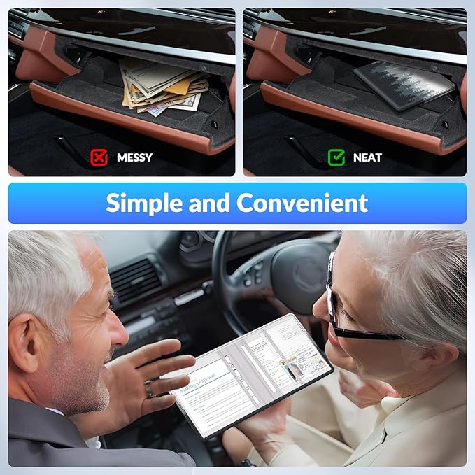Car Registration and Insurance Card Holder，Vehicle Glove Box Car Organizer，Accessories Case for Storing Driving Licences, Cards, Documents