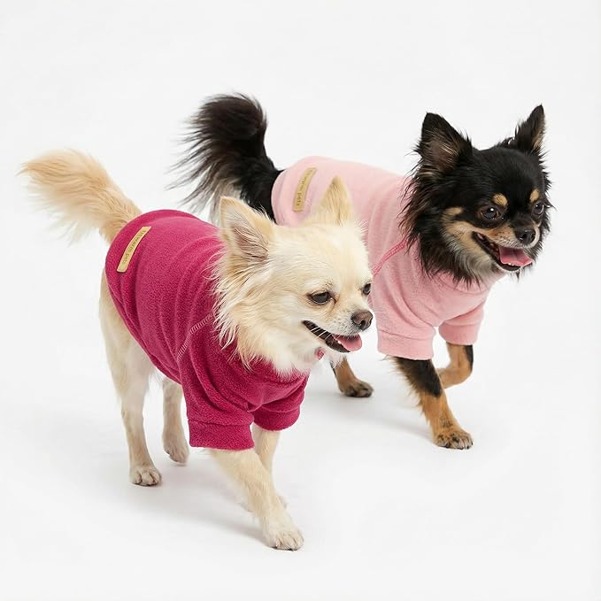 Fitwarm Classic Fleece Dog Sweater, Turtleneck Sweatshirt, Winter Clothes - Small Dogs Girl, Cat Apparel - Pink, Rose, Baby Pink, XS