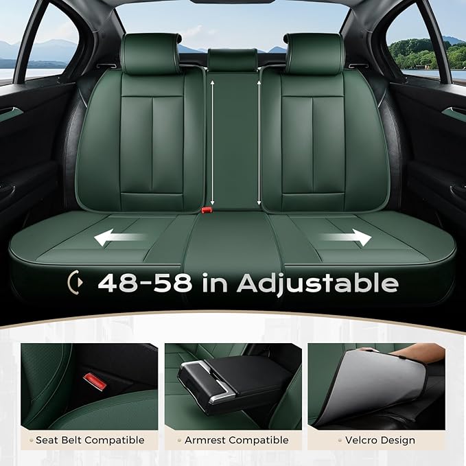 Coverado Car Seat Covers Full Set, Car Seat Protector Waterproof, Nappa Leather Car Seat Cushion, Seat Covers for Cars, Front Seats and Back Universal Fit for Most Cars