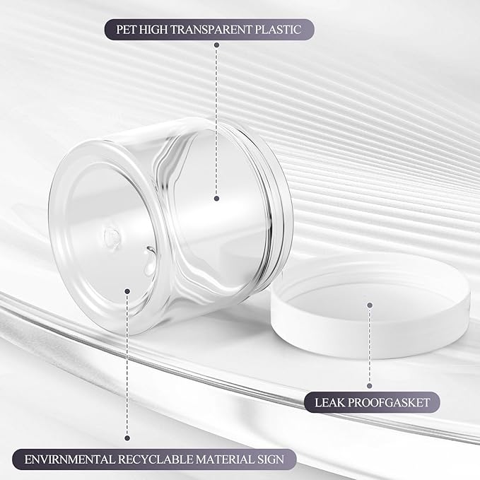 SATINIOR 36 Pieces 10 oz Plastic Jars with Lids Wide Mouth Airtight Reusable Container Acrylic Cosmetic Small Jars for Lotions Ointments Travel Toiletries Creams Make up Storage(White)