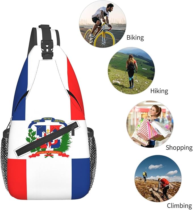 Dominican Flag Sling Bag Multipurpose Crossbody Sling Backpack Travel Cycling Hiking Shoulder Bag For Women Men