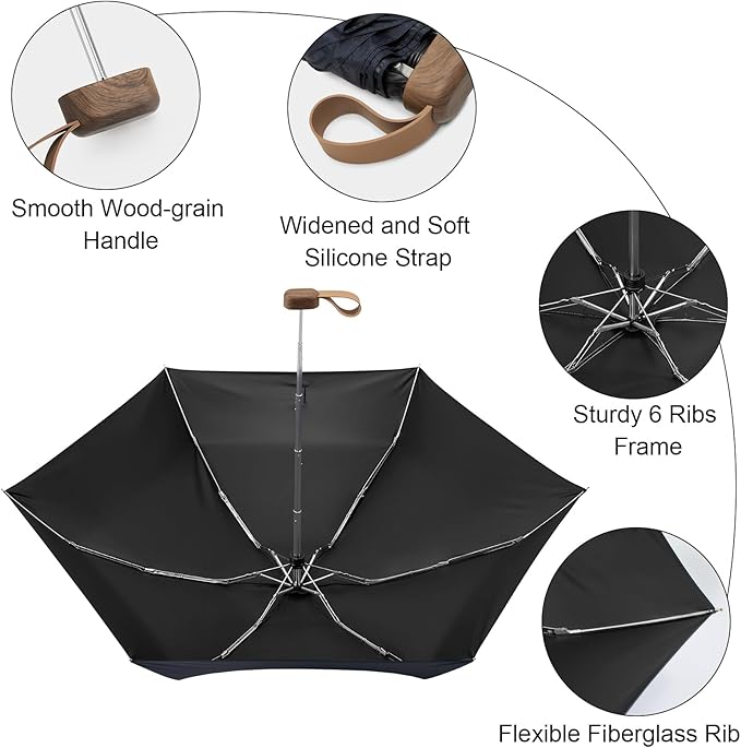 G4Free Mini Travel Folding Umbrella for Purse, Compact UPF 50+ UV Protection Sun & Rain Small Umbrella, Lightweight Portable Parasol Fits in Pocket, Wallet for Women Men