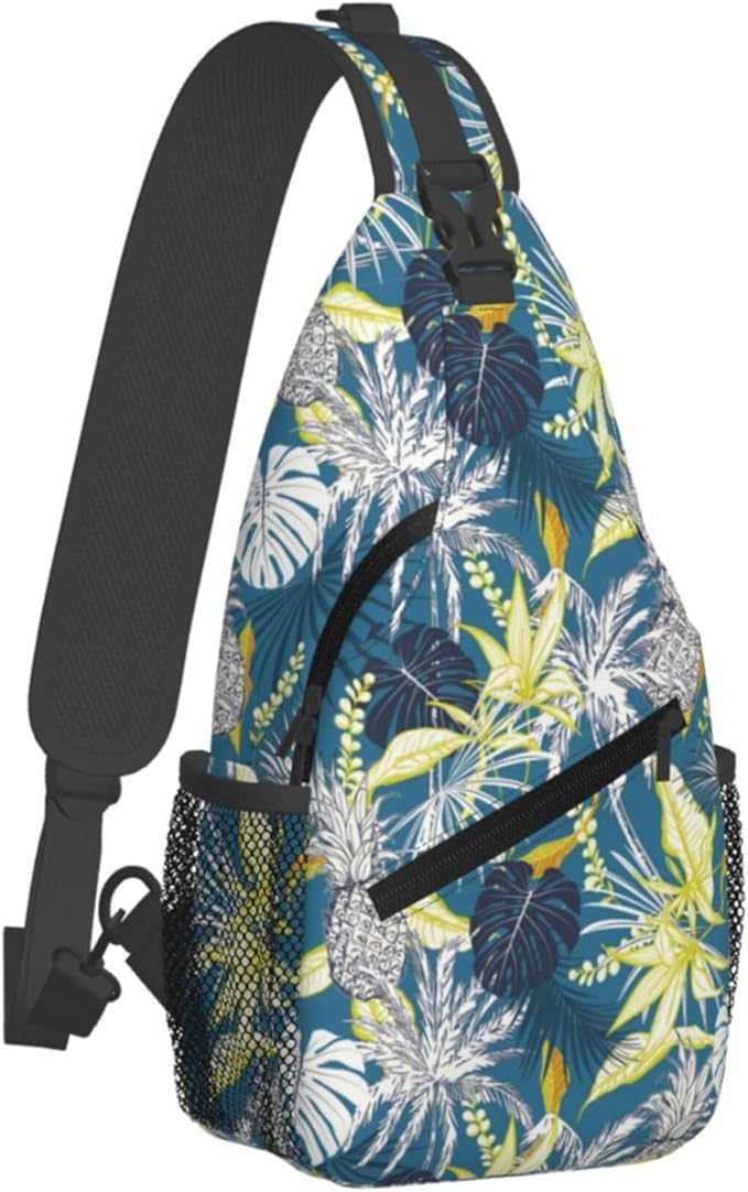 Hawaii Tropical Palm Sling Backpack Crossbody Bag Casual Chest Bags Travel Hiking Daypack Shoulder Bag for Women Men