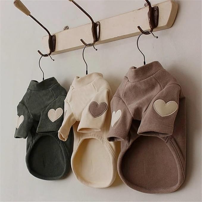 Dog Heart Heart Sweatshirt for Small to Large Dogs Soft Solid Color Apparel Thick Coats Embroidered Pajamas Puppy Hoodie