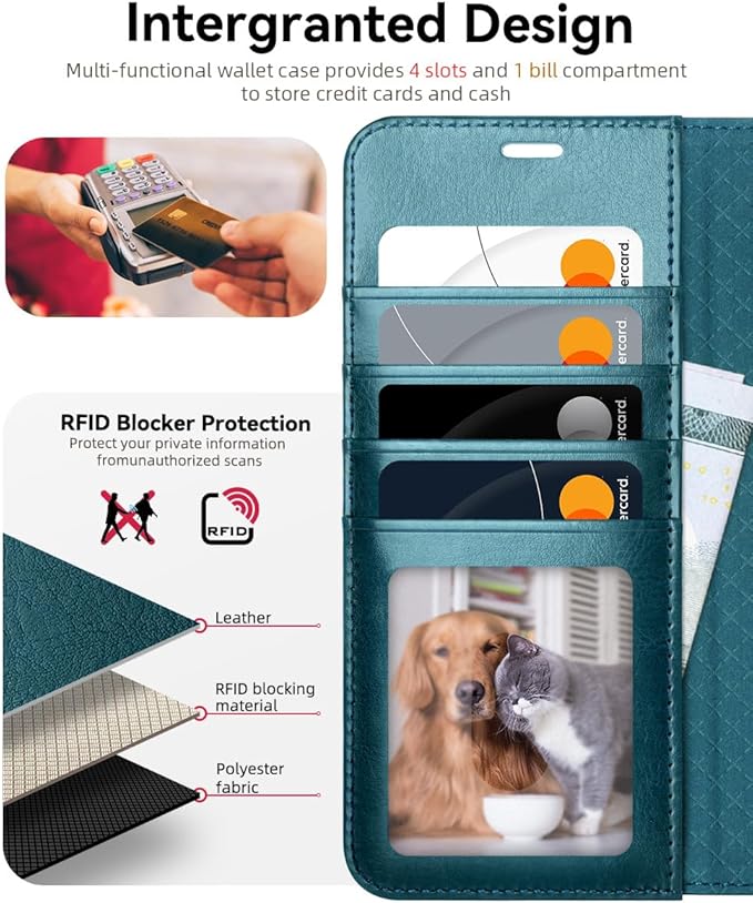 OCASE Compatible with Galaxy S25 Plus Wallet Case, PU Leather Flip Folio Case with Card Holders RFID Blocking Kickstand [Shockproof TPU Inner Shell] Protective Phone Cover 6.7 Inch 2025, Peacock Blue