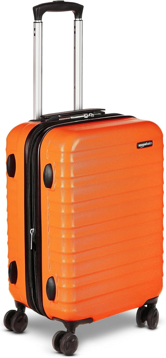 Amazon Basics 21" Hardside Carry-On Luggage, Hardshell Suitcase With Wheels, Expandable For Up to 25% More Space, With Scratch-Resistant Surface, Four Multi-directional Wheels, Orange