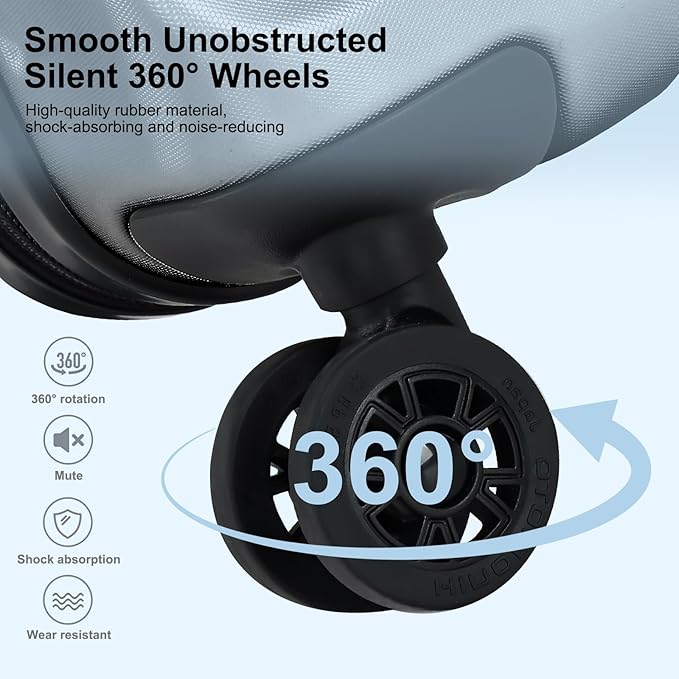 Expandable Carry On Luggage Airline Approved, 20 Inch Lightweight ABS+PC Hard Shell Suitcases with Front Pocket, Spinner Wheels, TSA Lock (Dark Gray, 1PC)