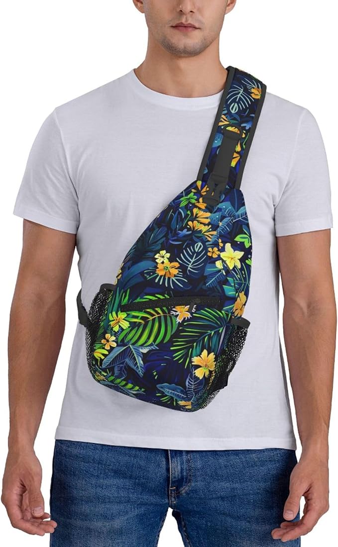 Hawaii Tropical Palm Sling Backpack Crossbody Bag Casual Chest Bags Travel Hiking Daypack Shoulder Bag for Women Men