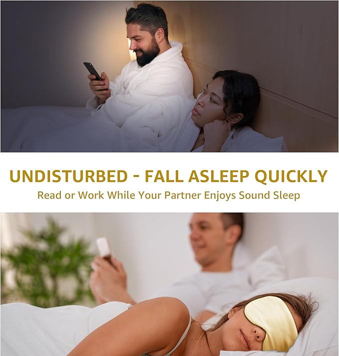 Luxury Pure Silk Sleep Mask | 100% Natural Mulberry Silk | Double-Sided Softness | Adjustable Strap & Full Light Blocking | Perfect for Travel, Office Naps & Nighttime Sleep (Champagne)