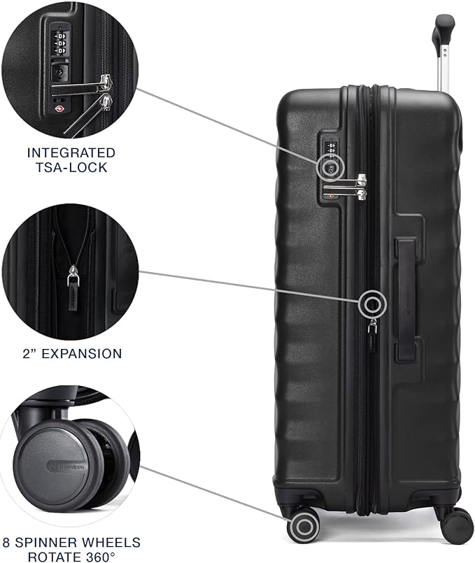 Travelpro Maxlite Air V2 Hardside Expandable Checked Luggage, 8 Spinner Wheels, Lightweight Hard Shell Suitcase, TSA lock, Black, Checked Medium 25-Inch