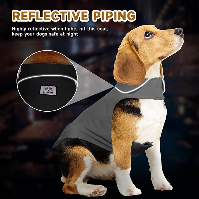 Fleece Dog Coat Pet Jacket Reflective for Cold Weather for Extra Large to Small Pets(Grey,XS)